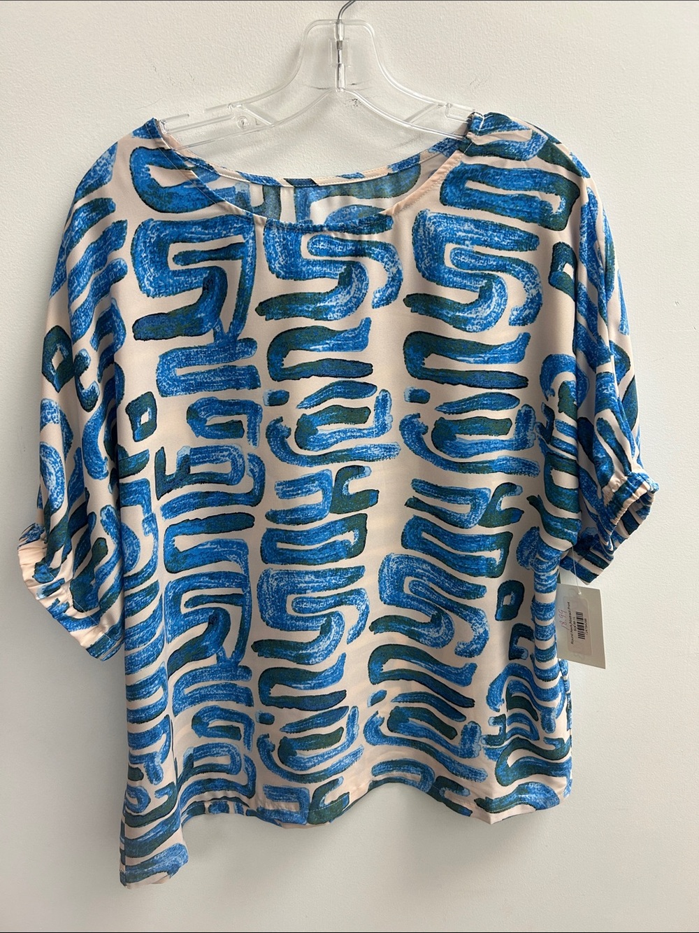 Blue and Green Print Top